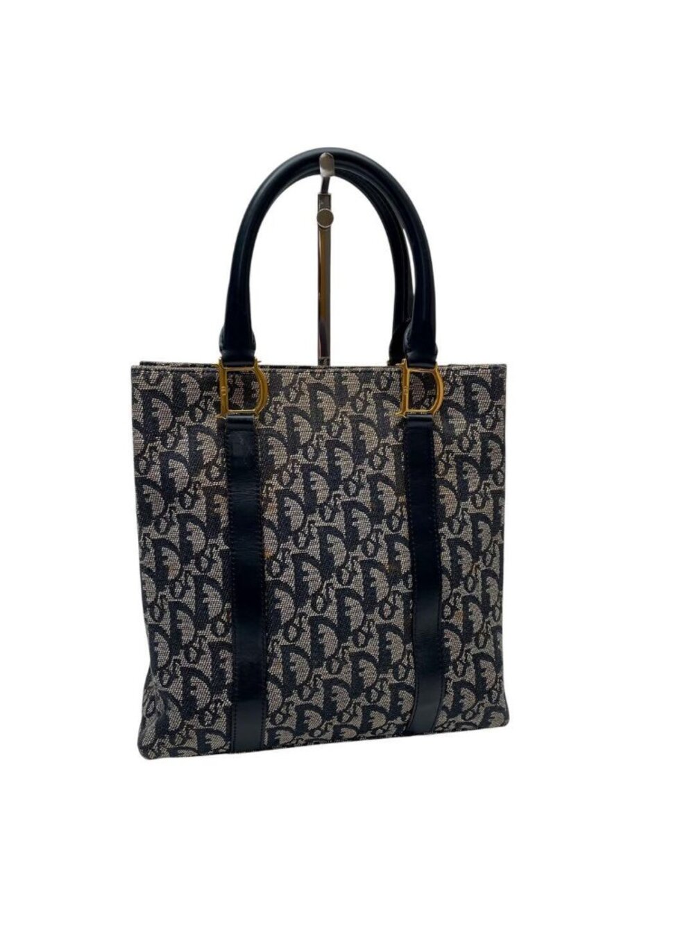 Dior Trotter Canvas Leather Hand Tote Navy - Picture 3 of 10